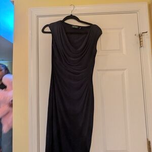 Elegant Navy Draped Dress